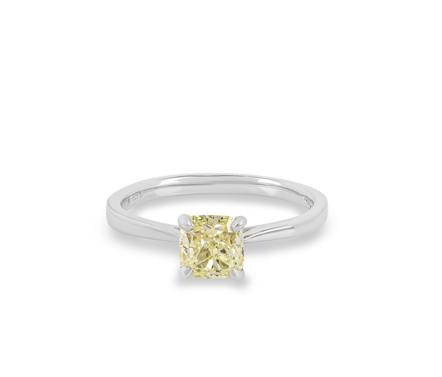 platinum  cushion-cut fancy yellow diamond ring 103ct 53EU