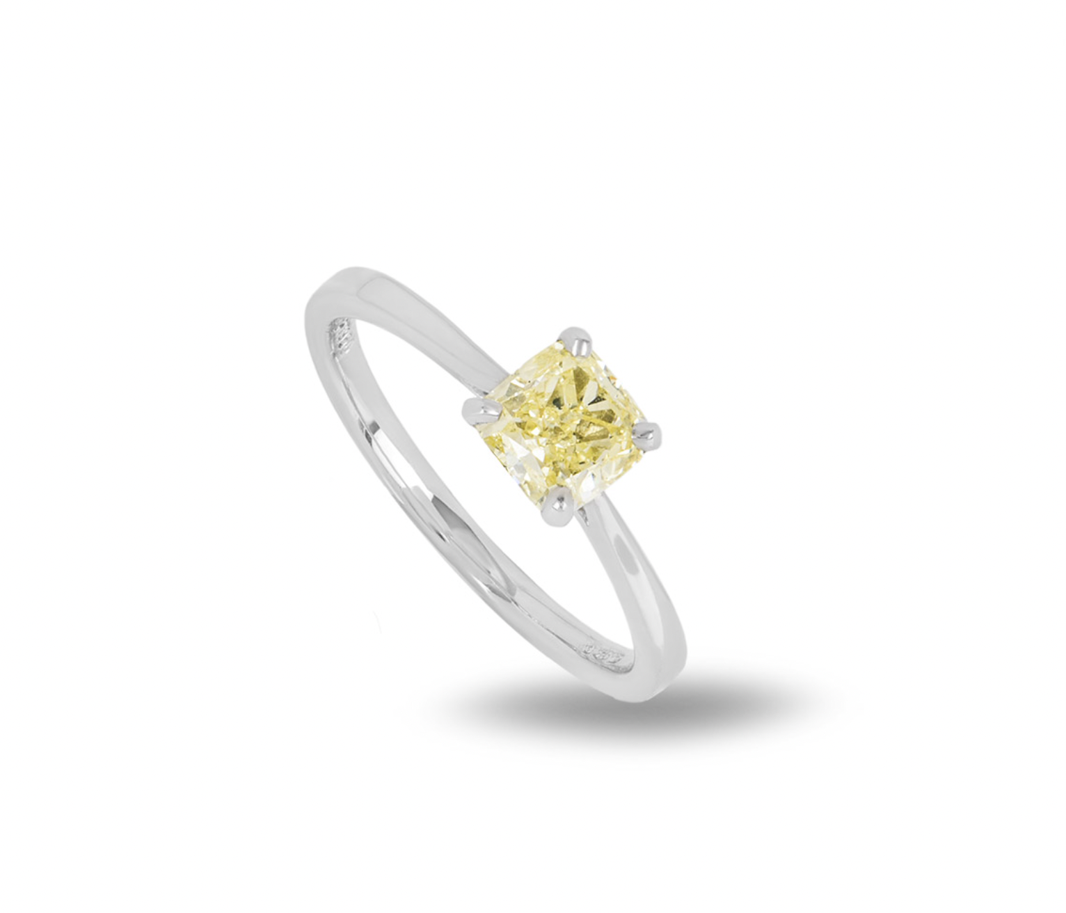 platinum  cushion-cut fancy yellow diamond ring 103ct 53EU