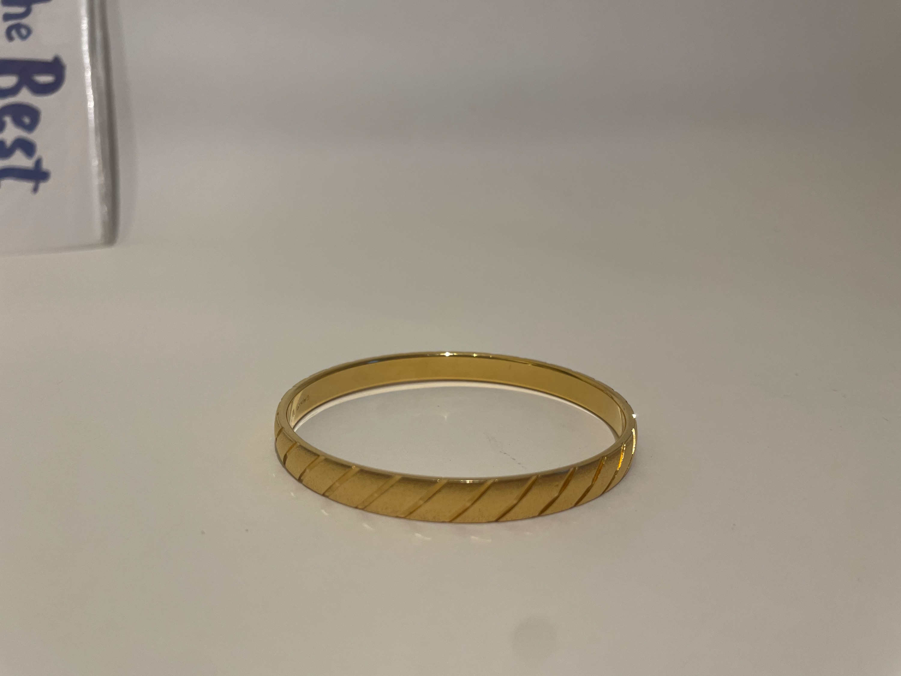 Preowned Monet Gold Tone Engraved Bangle Bracelet Size M gold pleated