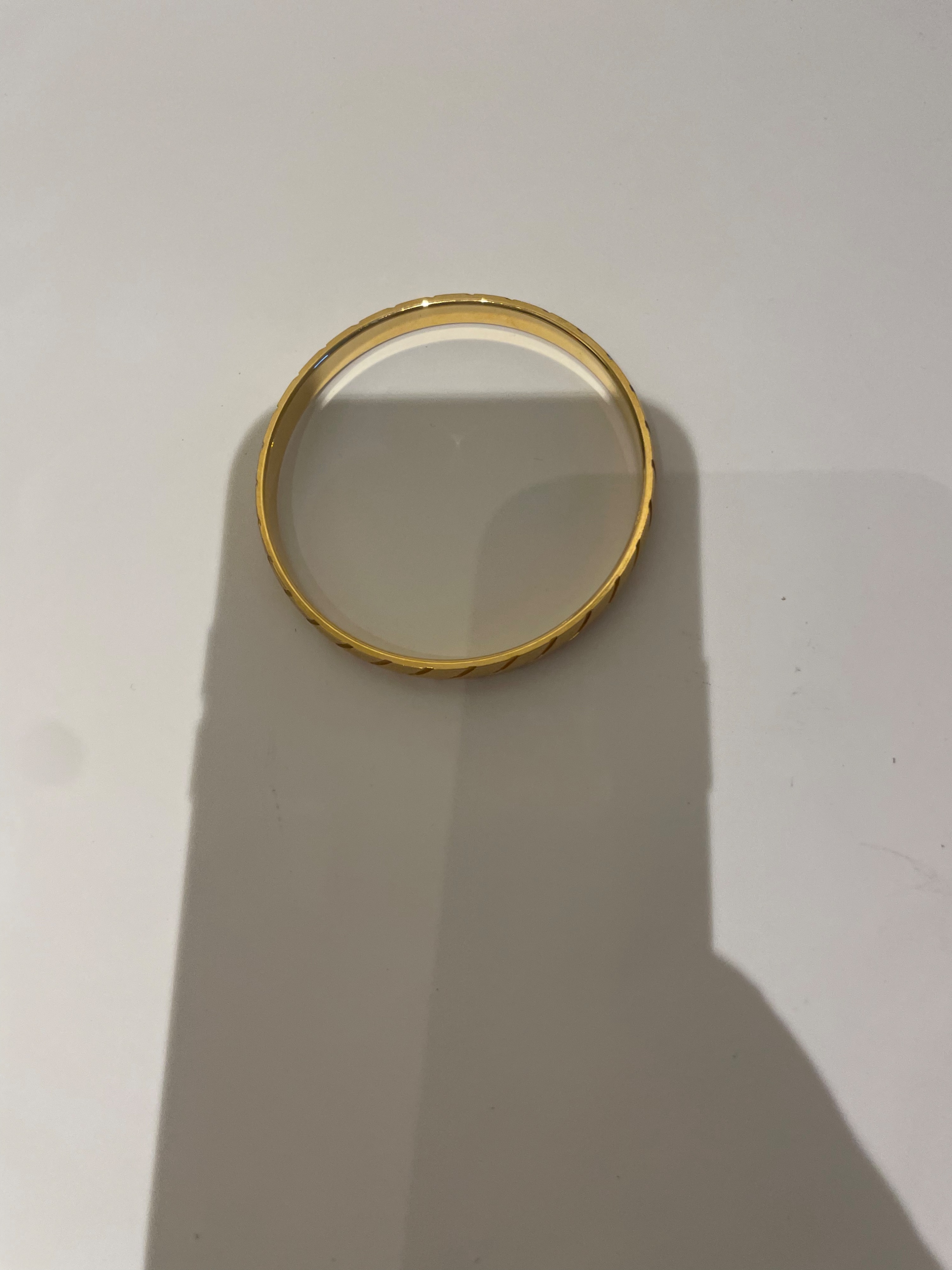 Preowned Monet Gold Tone Engraved Bangle Bracelet Size M gold pleated