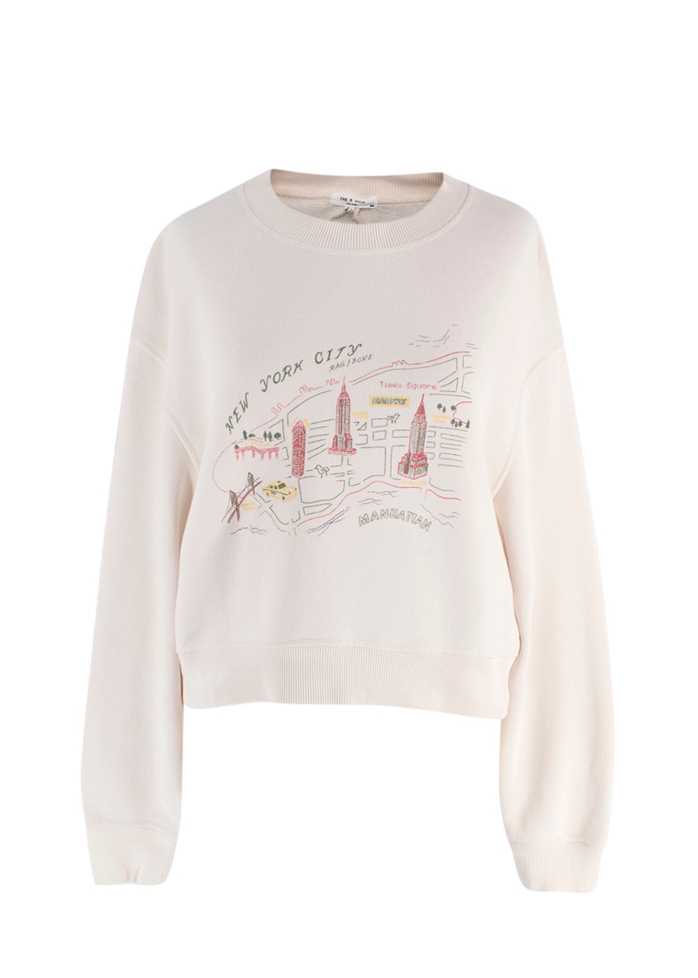 Rag + Bone Cream Vintage Terry Tourist Sweatshirt Size S Off White cotton/polyester