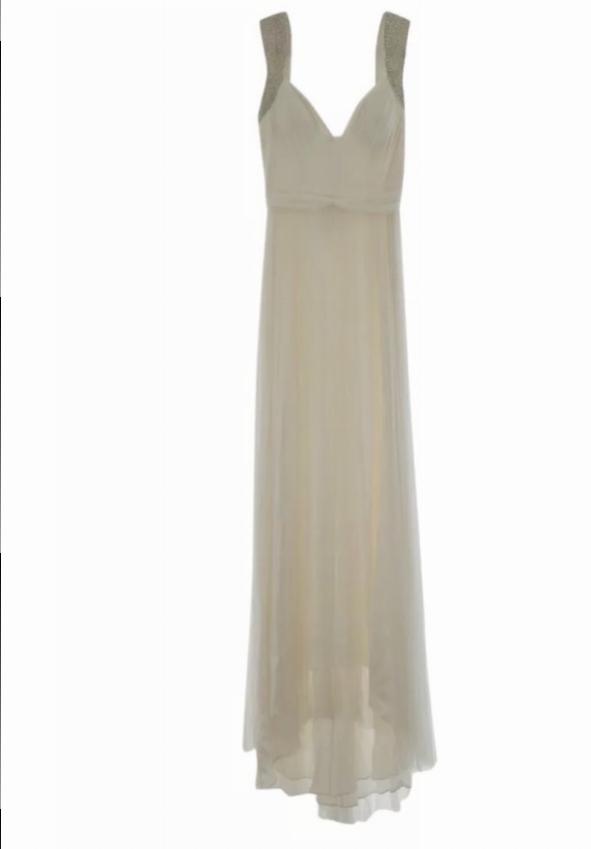 Preowned Catherine Deane White Tulle Pleated Wedding Gown Size S