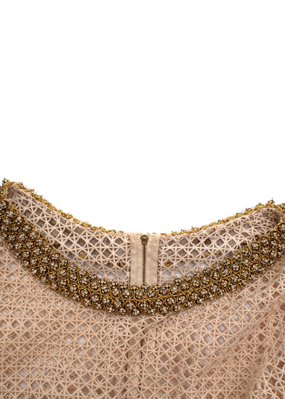 Ermanno Scervino Embellished Crochet Top Size M Beige cotton