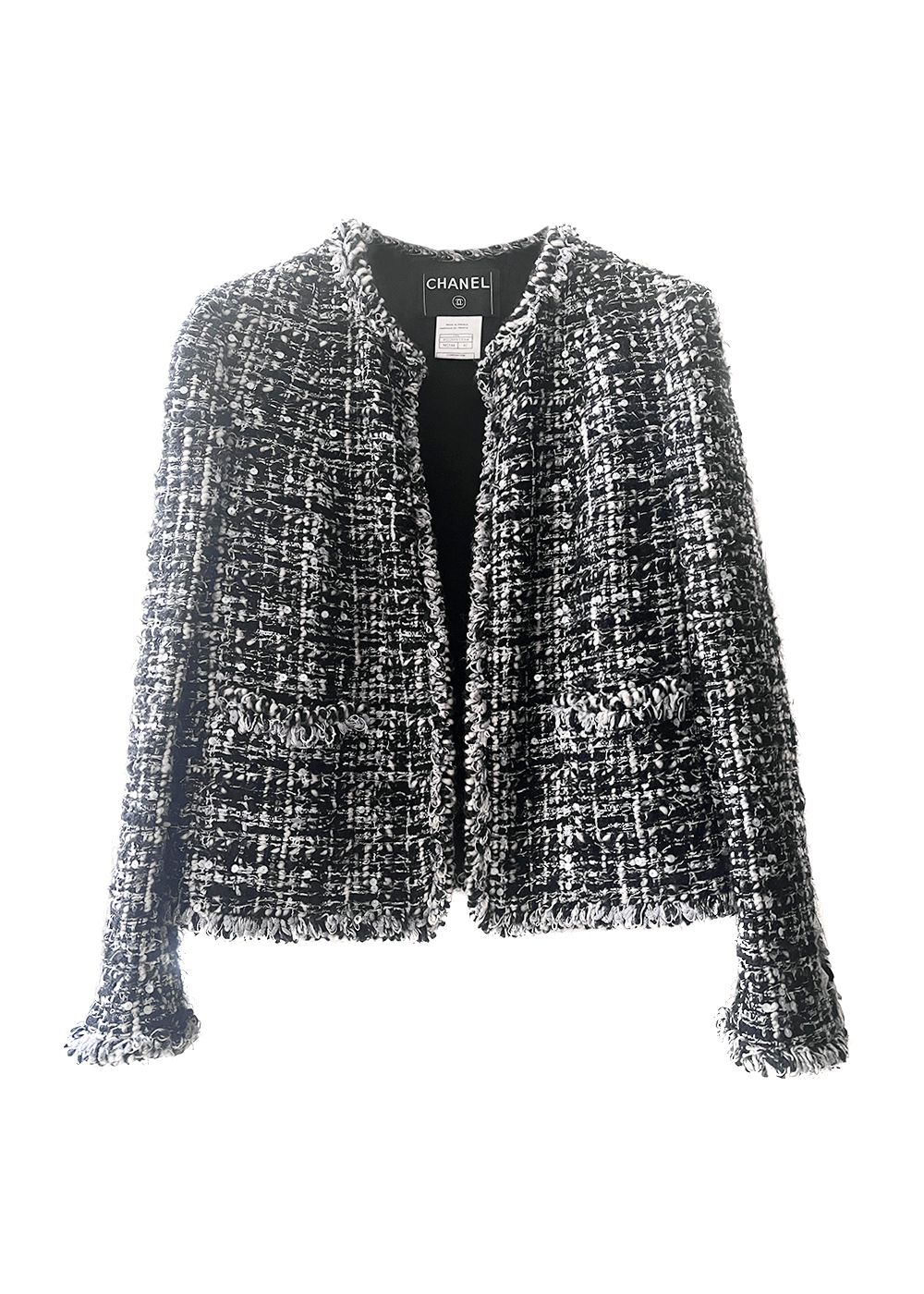 Preowned Chanel Black and White Tweed Jacket Size M Black and white / grey tones boucle lesage tweed