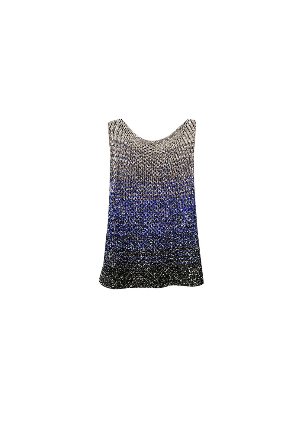 Missoni Metallic Knit Vest Size M Blue metallic thread