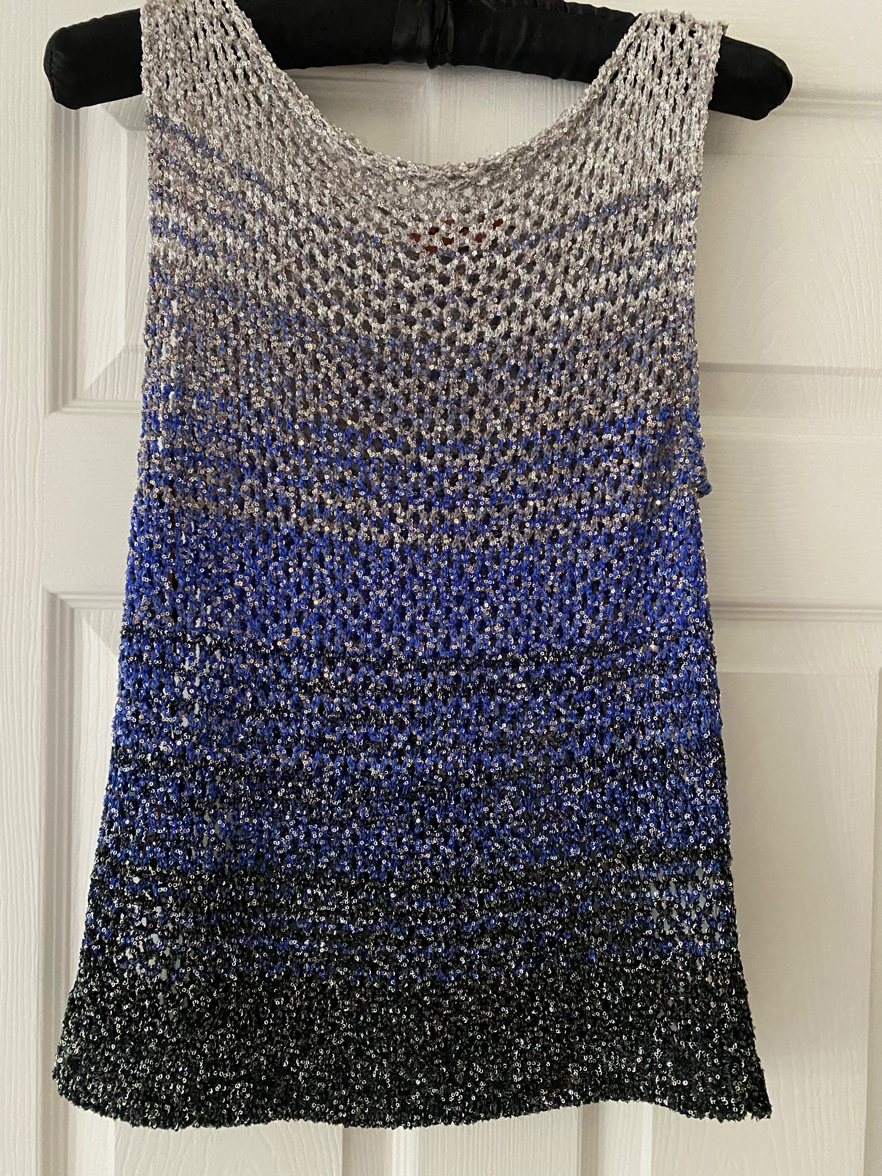 Missoni Metallic Knit Vest Size M Blue metallic thread