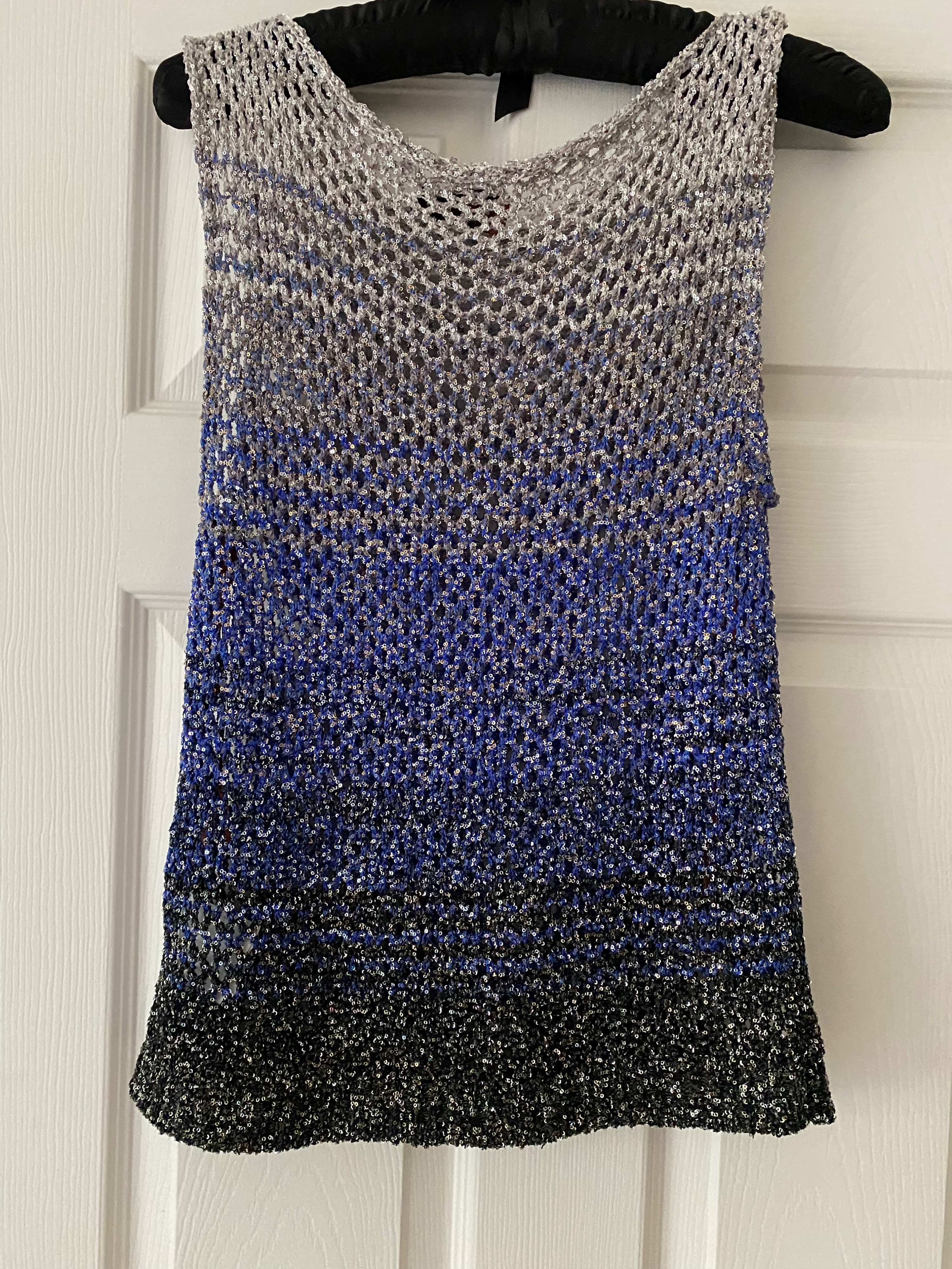 Missoni Metallic Knit Vest Size M Blue metallic thread