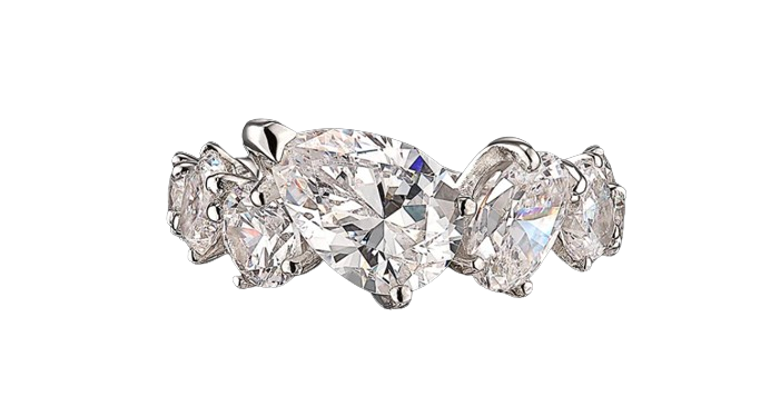 Preowned De Castro Nova Starburst White Gold and Lab Diamond Stacking Ring 18K white gold  lab grown diamond k white gold/lab-grown diamond