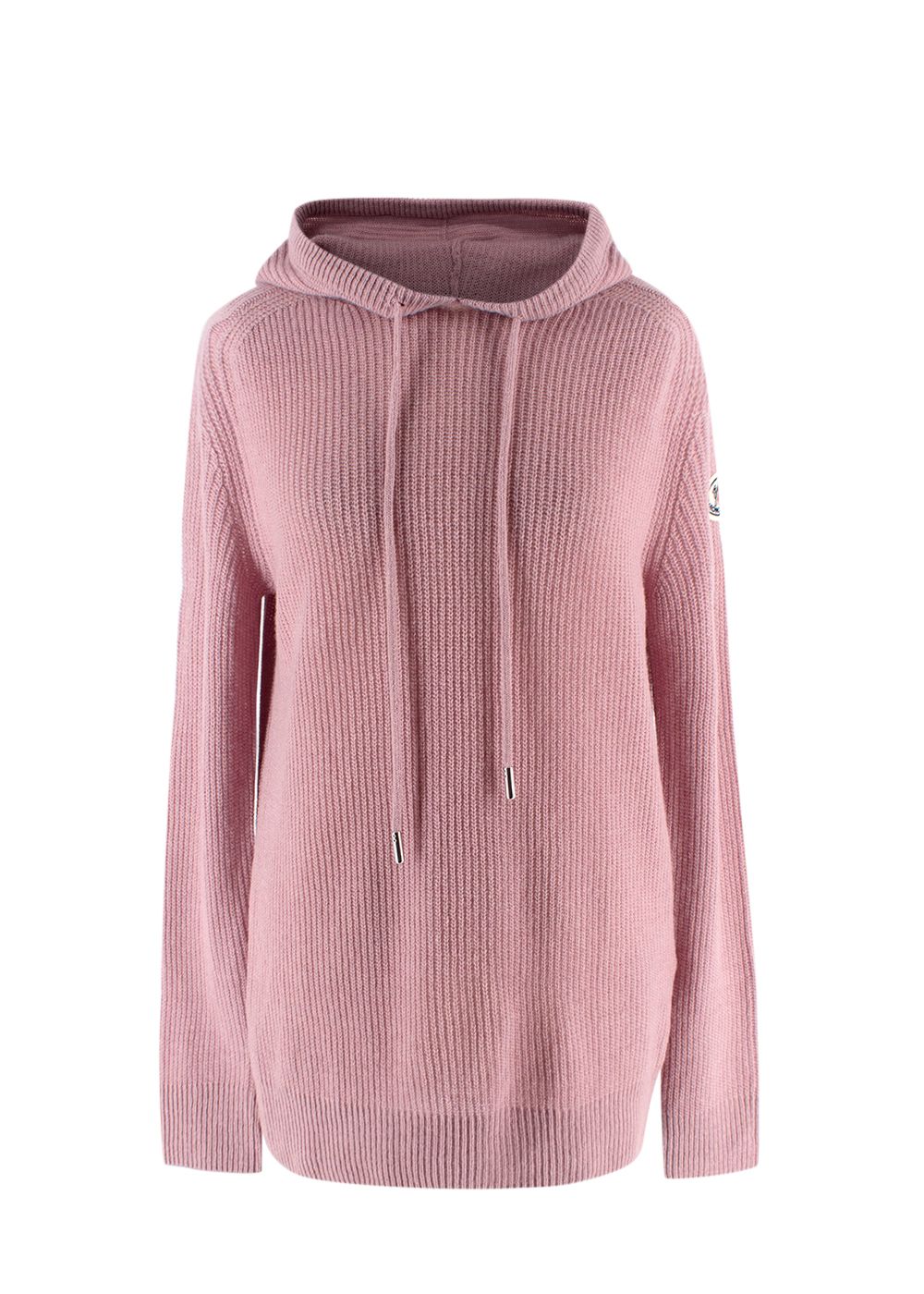 Moncler Pink Girocollo Rib Knit Wool Hoodie Size XS wool/cashmere