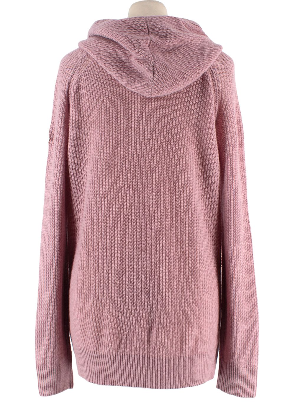 Moncler Pink Girocollo Rib Knit Wool Hoodie Size XS wool/cashmere