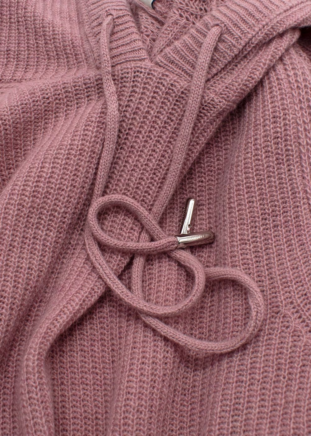 Moncler Pink Girocollo Rib Knit Wool Hoodie Size XS wool/cashmere