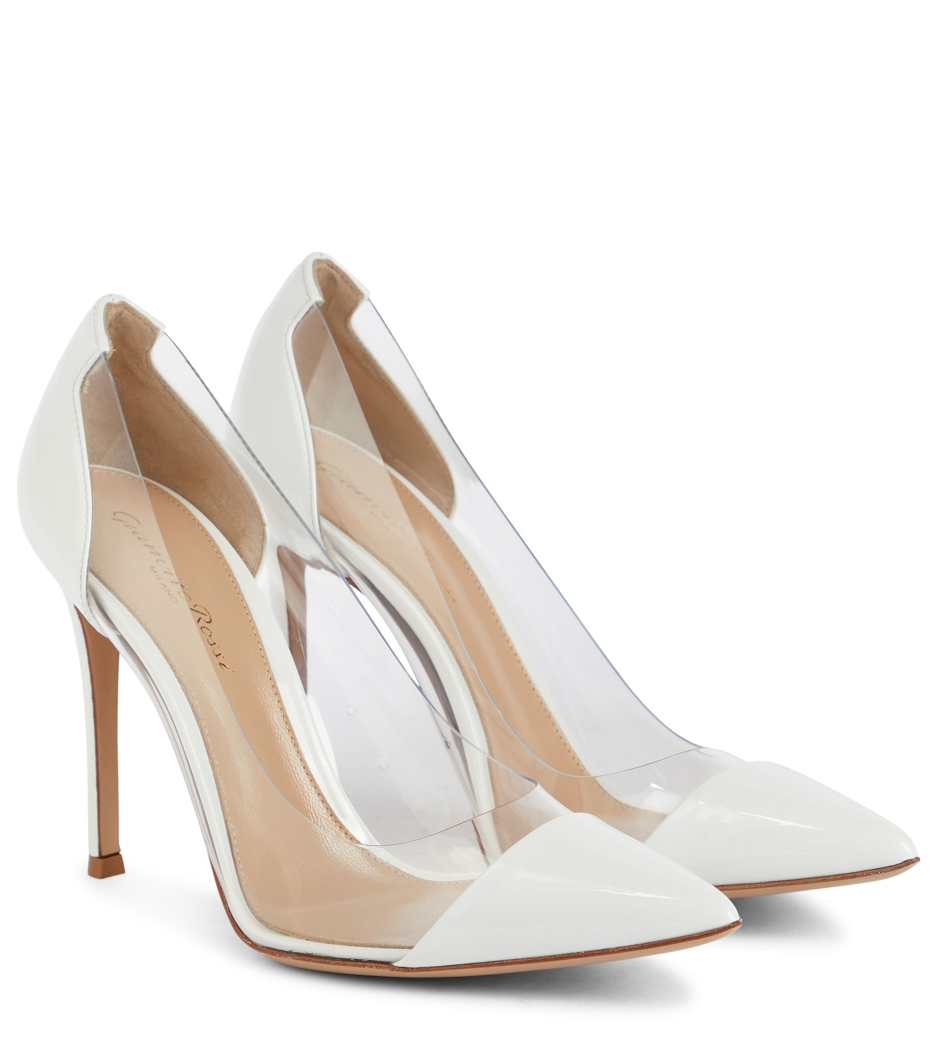 Gianvito Rossi White patent  PVC Plexi heeled pumps Size 36 leather