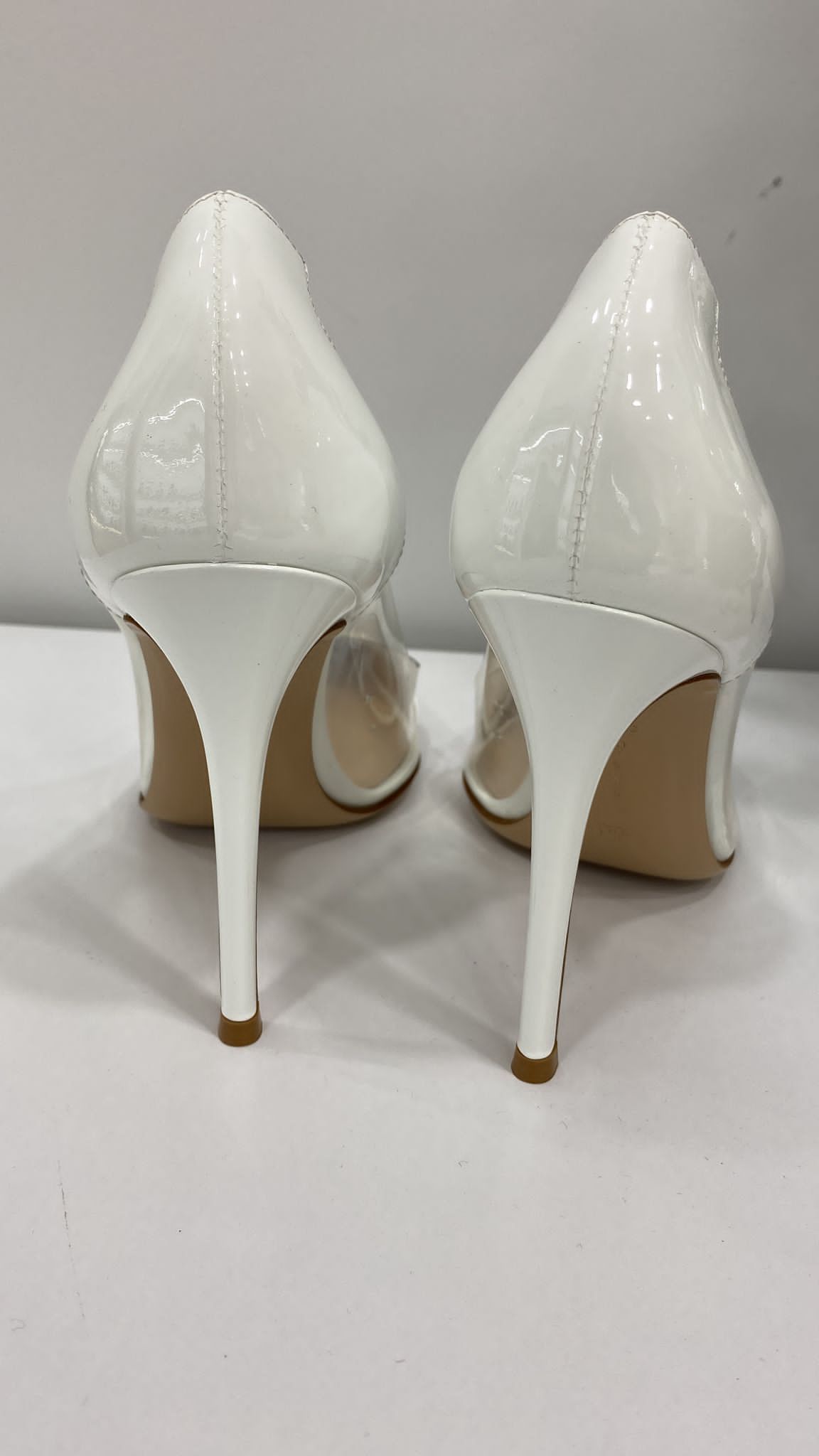 Gianvito Rossi White patent  PVC Plexi heeled pumps Size 36 leather