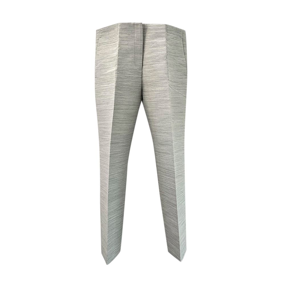 Celine Grey Marl Wool Cropped Crease-Front Trousers Size L polyester