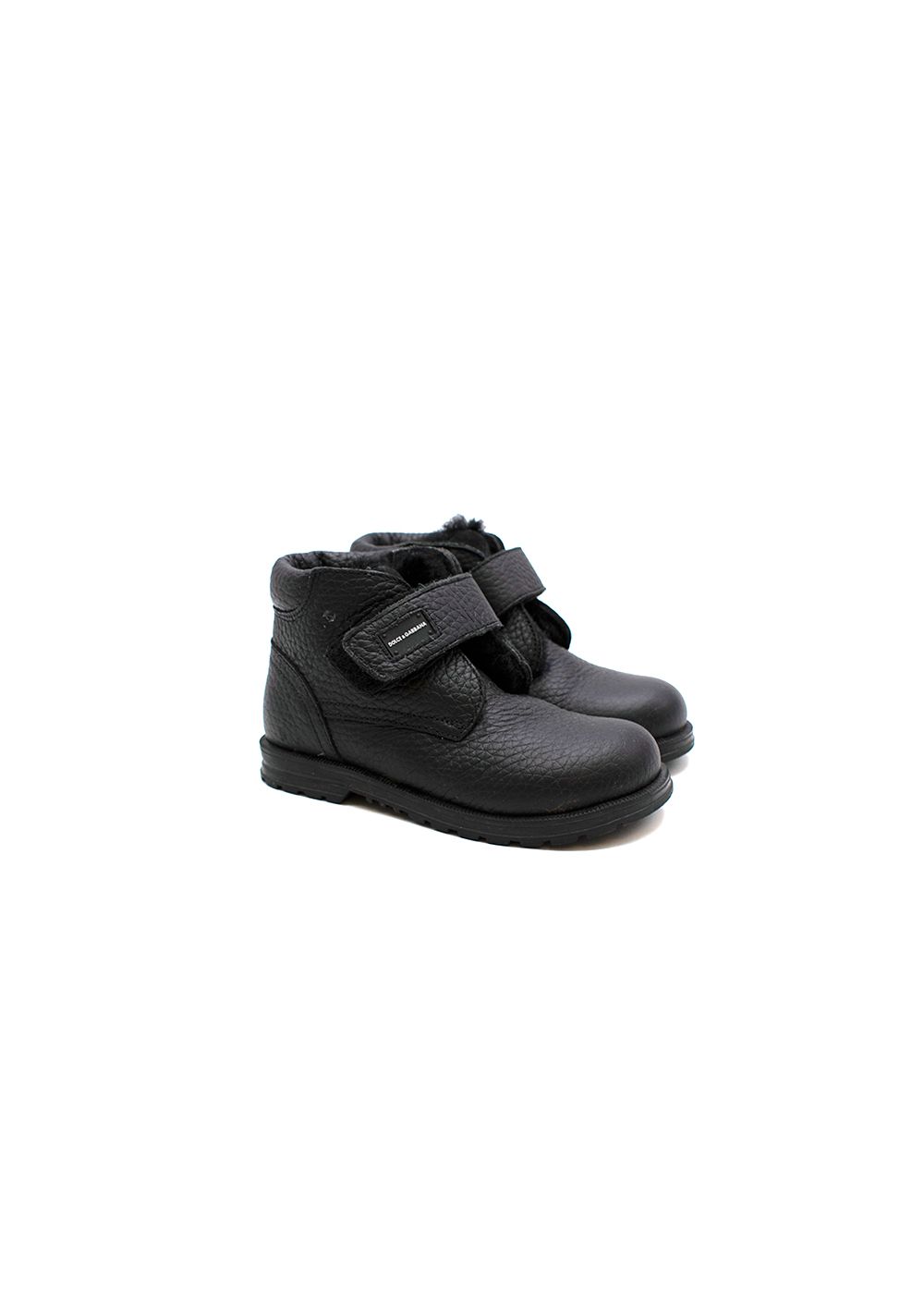 Boys Dolce  Gabbana Black leather velcro strap boots Size 4 Years