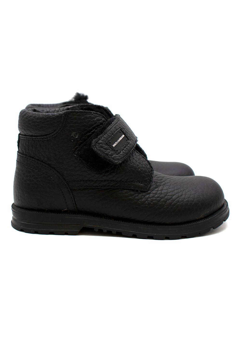 Boys Dolce  Gabbana Black leather velcro strap boots Size 4 Years