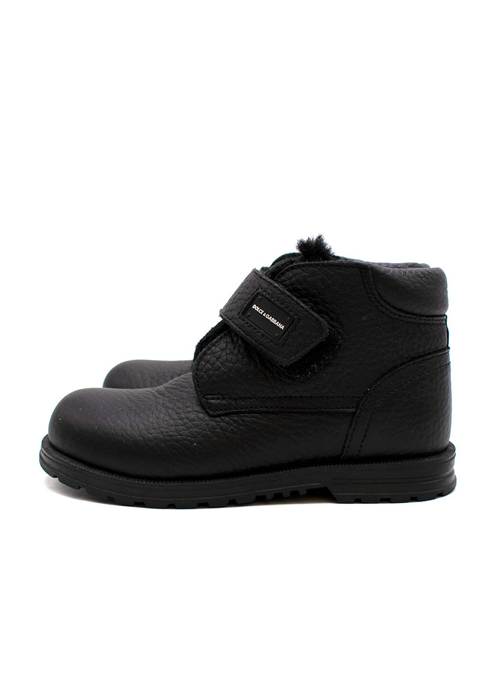 Boys Dolce  Gabbana Black leather velcro strap boots Size 4 Years