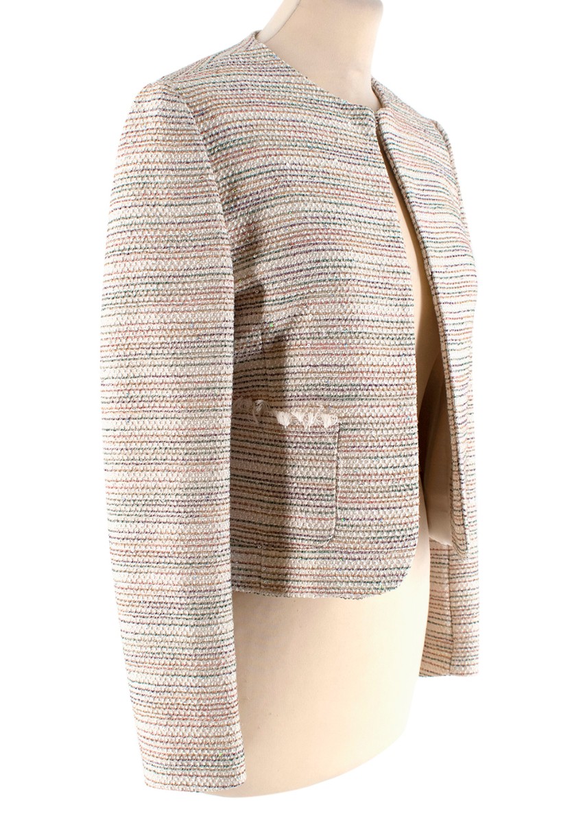 Preowned Trussardi Multicolour Tweed Jacket With Sequin Detail Size XXS Multi-Coloured / Stripes polyester