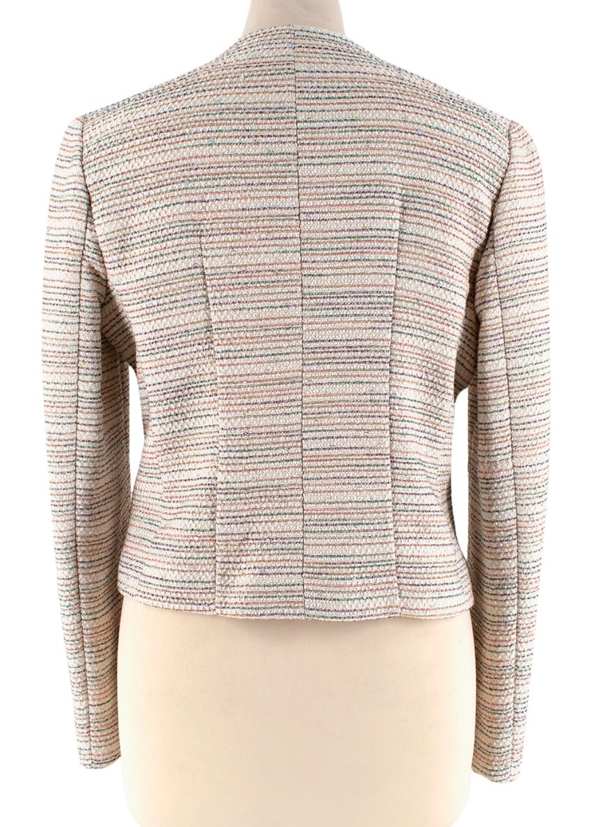 Preowned Trussardi Multicolour Tweed Jacket With Sequin Detail Size XXS Multi-Coloured / Stripes polyester