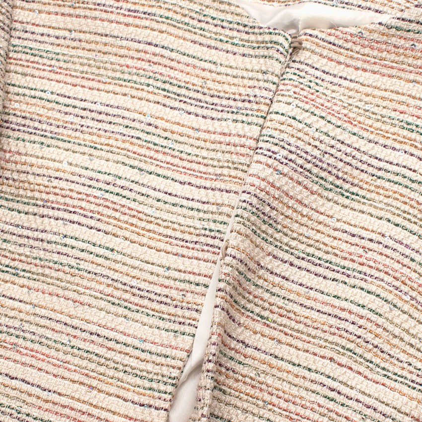 Preowned Trussardi Multicolour Tweed Jacket With Sequin Detail Size XXS Multi-Coloured / Stripes polyester