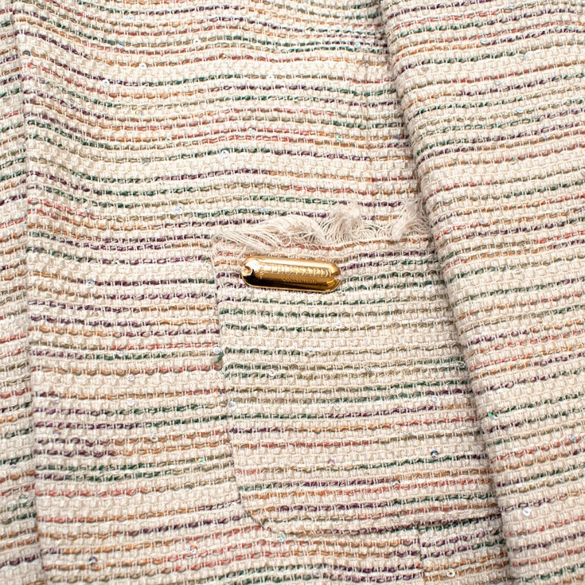 Preowned Trussardi Multicolour Tweed Jacket With Sequin Detail Size XXS Multi-Coloured / Stripes polyester