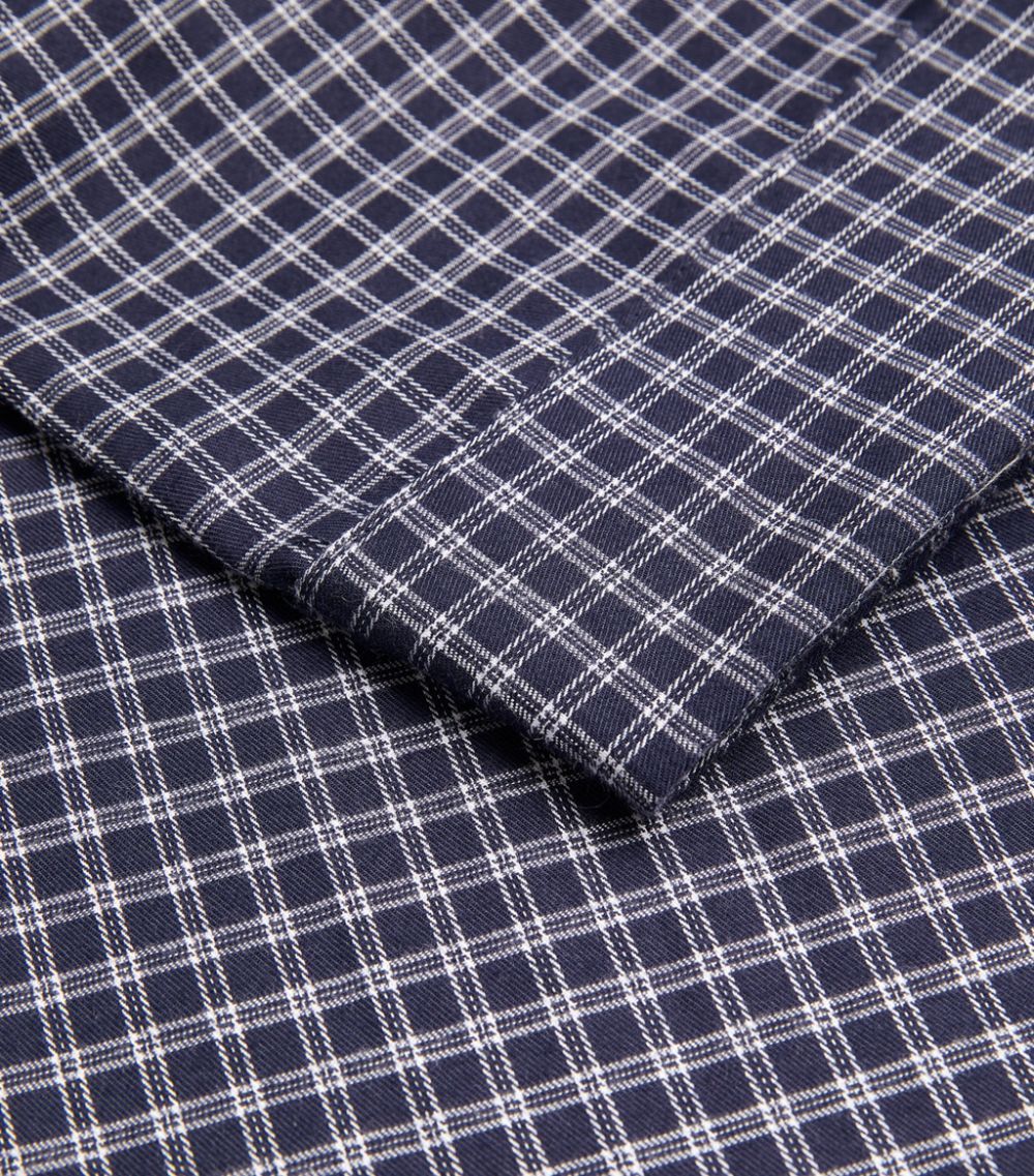 Men's Derek Rose Navy Check Brushed Cotton Pyjama Set Size L navy white cotton-elasthane