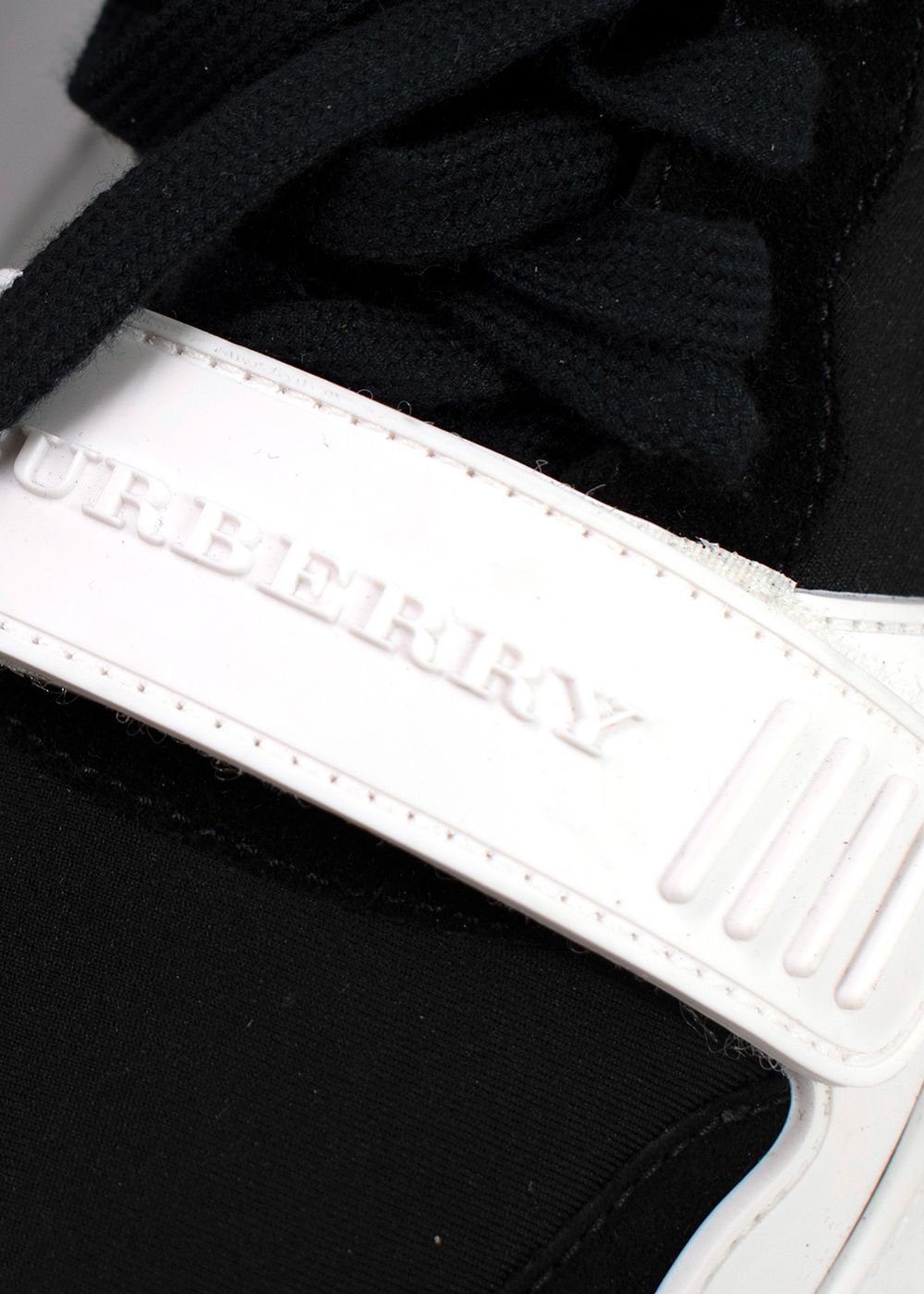 Preowned Burberry Black and White Suede Ramsey Sneakers Size 375 Black White leather/suede