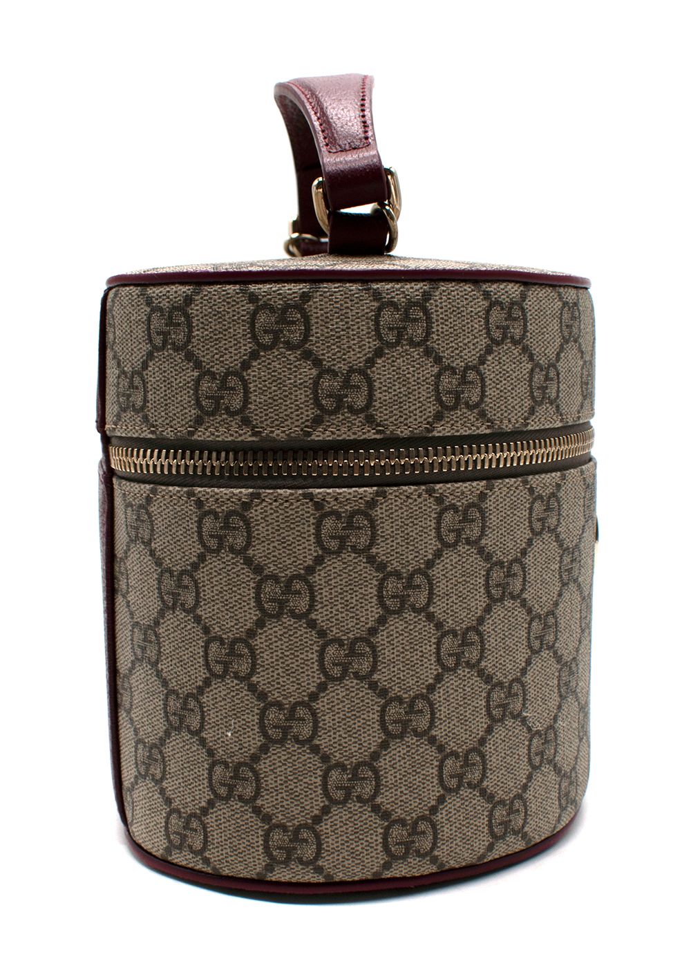 Gucci Londra GG Crossbody Strap Vanity Case beige/ burgundy leather