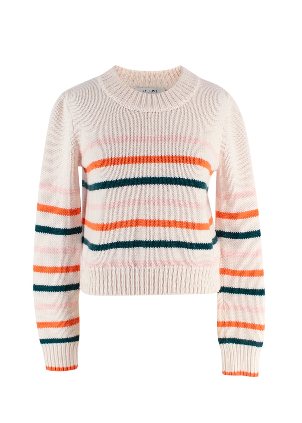 Preowned La Ligne White Striped Wool Blend  Jumper Size XS Pink wool/cashmere