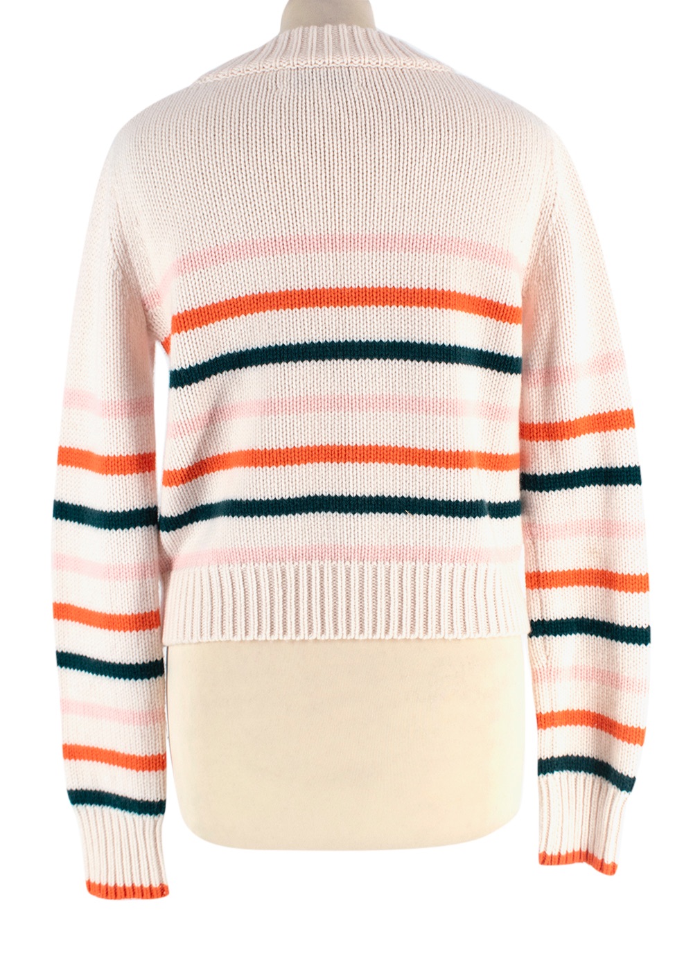 Preowned La Ligne White Striped Wool Blend  Jumper Size XS Pink wool/cashmere