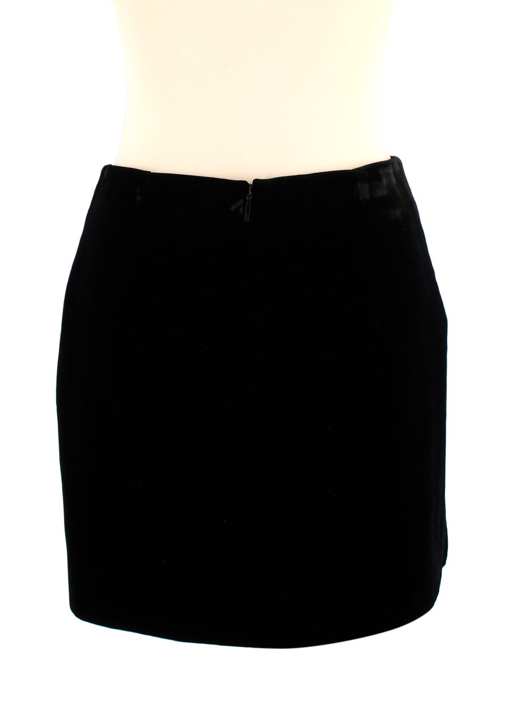 Saint Laurent Black Scalloped Hem Velvet Mini Skirt Size S viscose