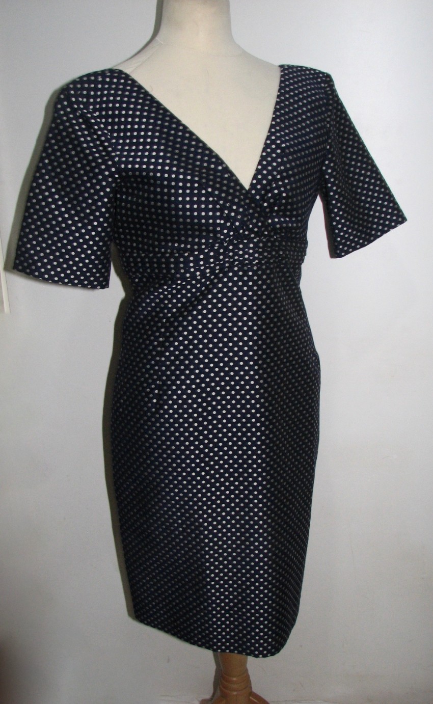 Preowned Paul  Joe blue polkadot dress Size L cotton