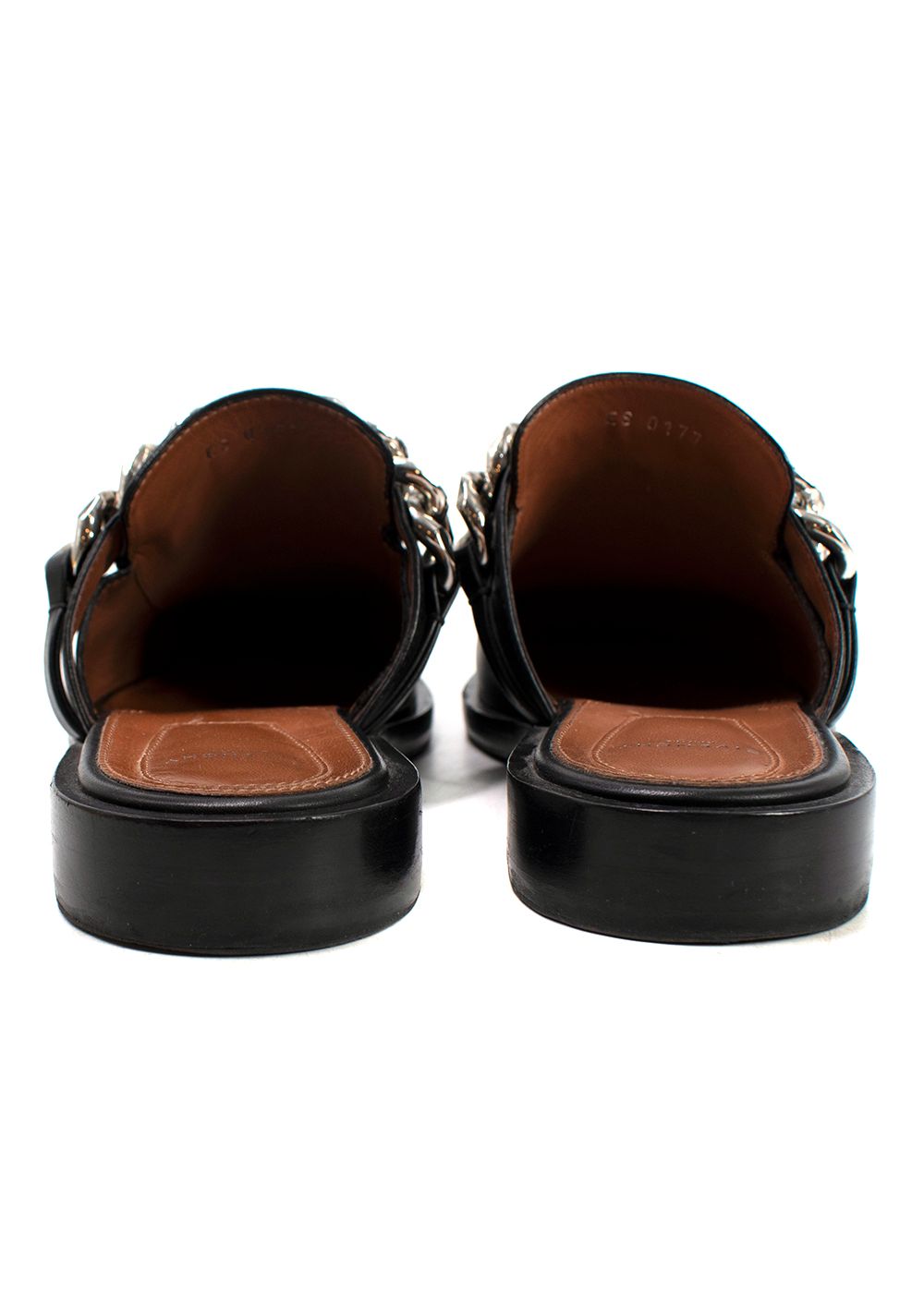 Preowned Givenchy Black Chain Leather Mules Size 38