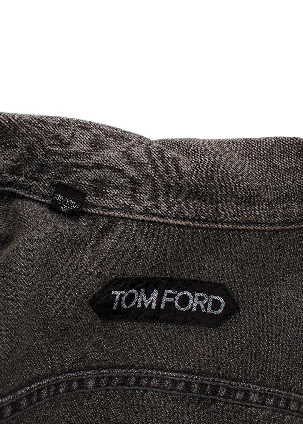 Men's Tom Ford Grey Icon Denim Jacket Size L washed grey cotton