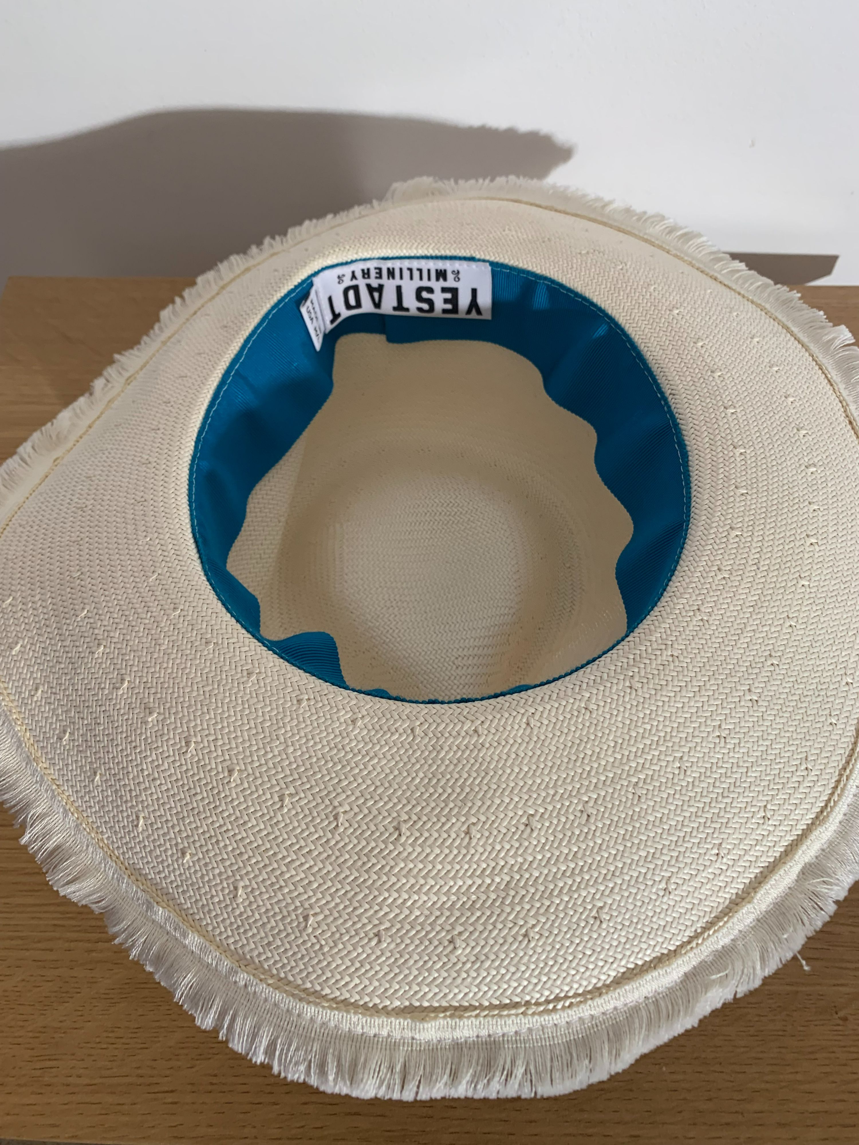 Yestadt Millinery Cream Fine Straw Fedora Hat Size M fine woven straw