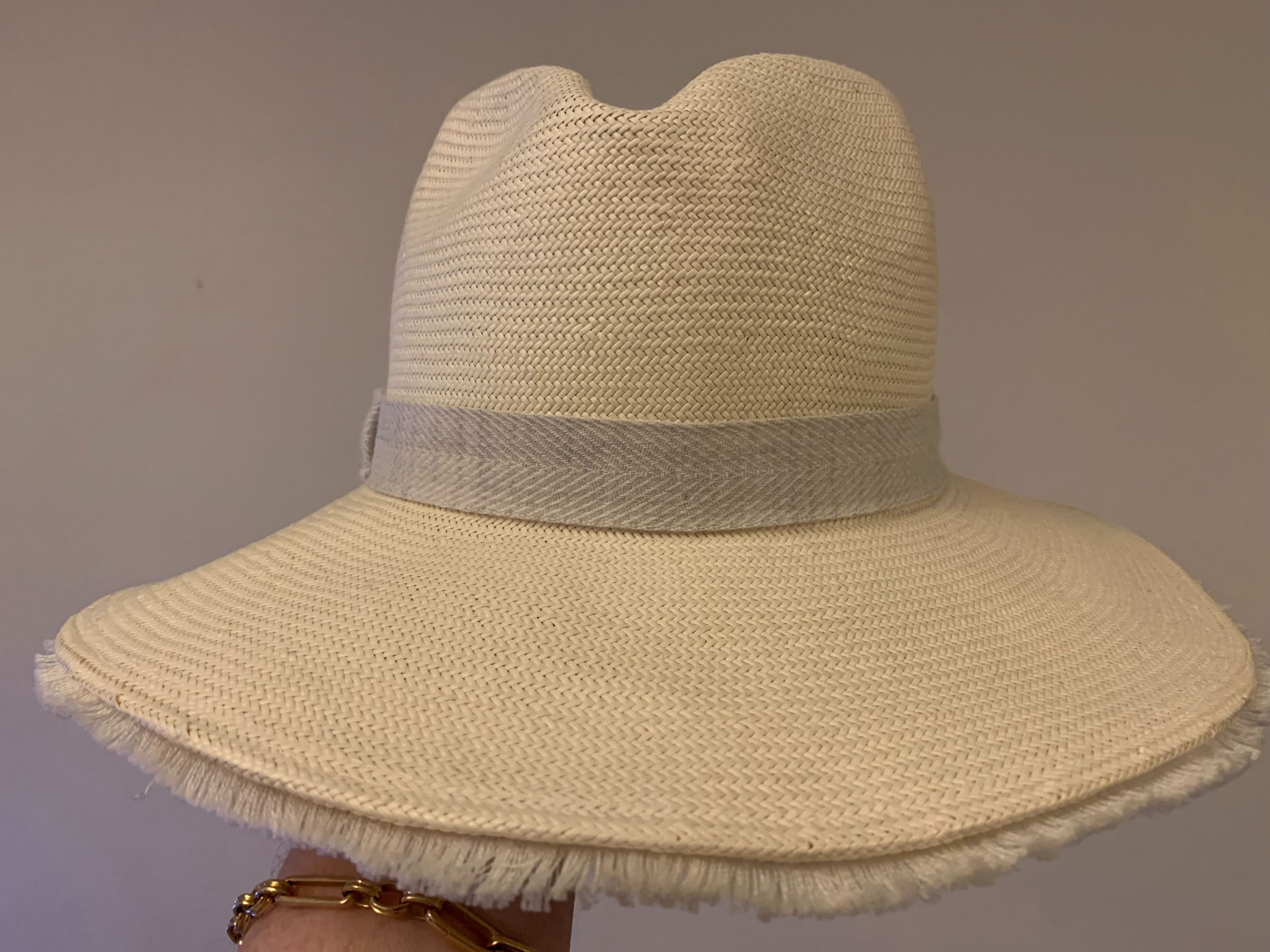 Yestadt Millinery Cream Fine Straw Fedora Hat Size M fine woven straw