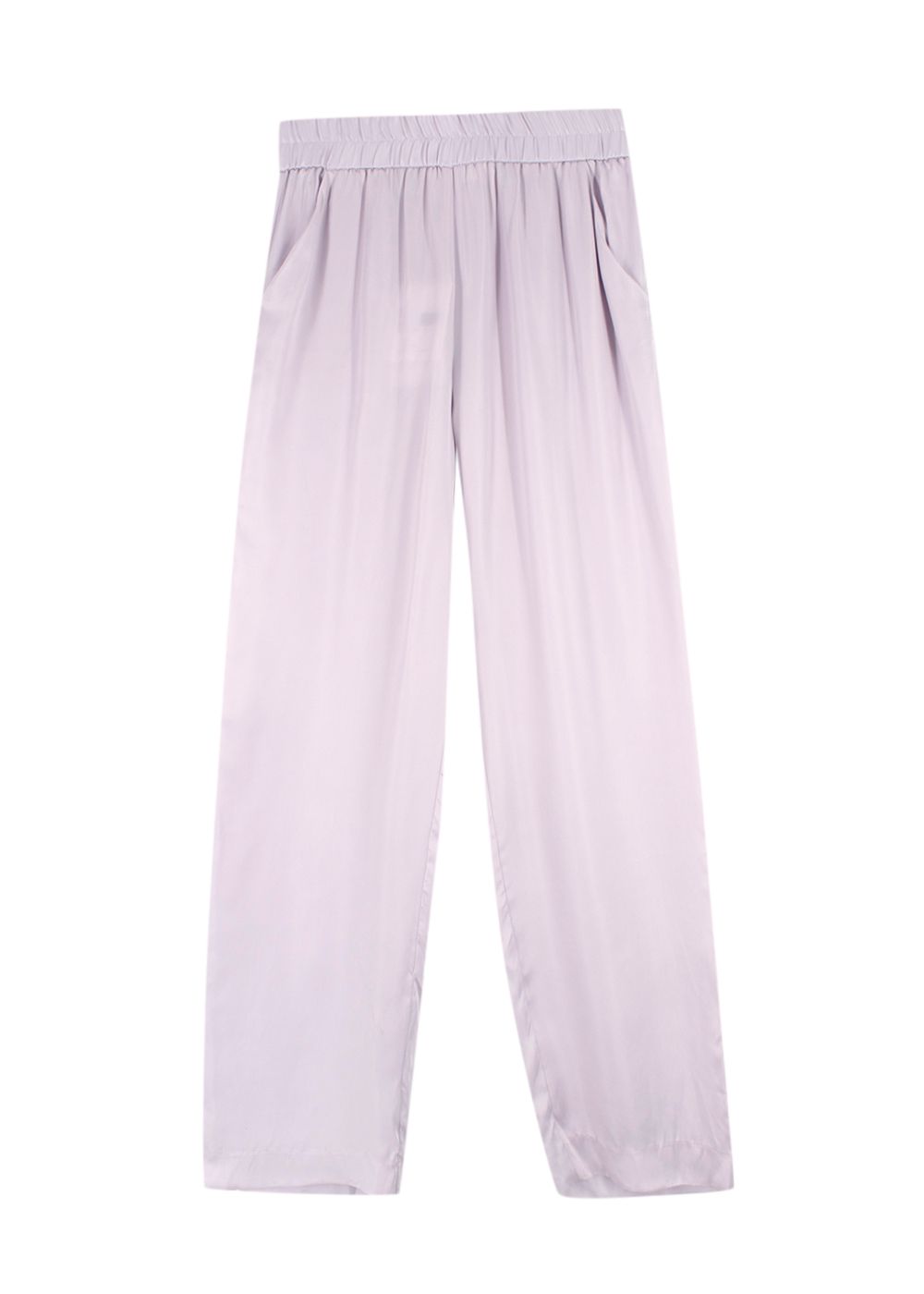 Viktoria  Woods Lilac Wide Leg Satin Trousers Size L cupro