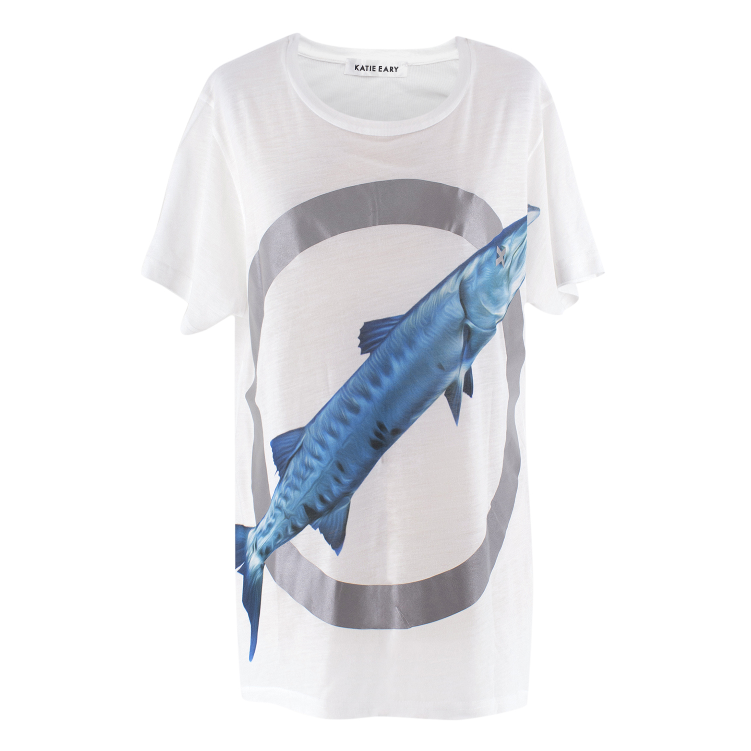 Katie Eary Blue Fish Tshirt Size S White cotton