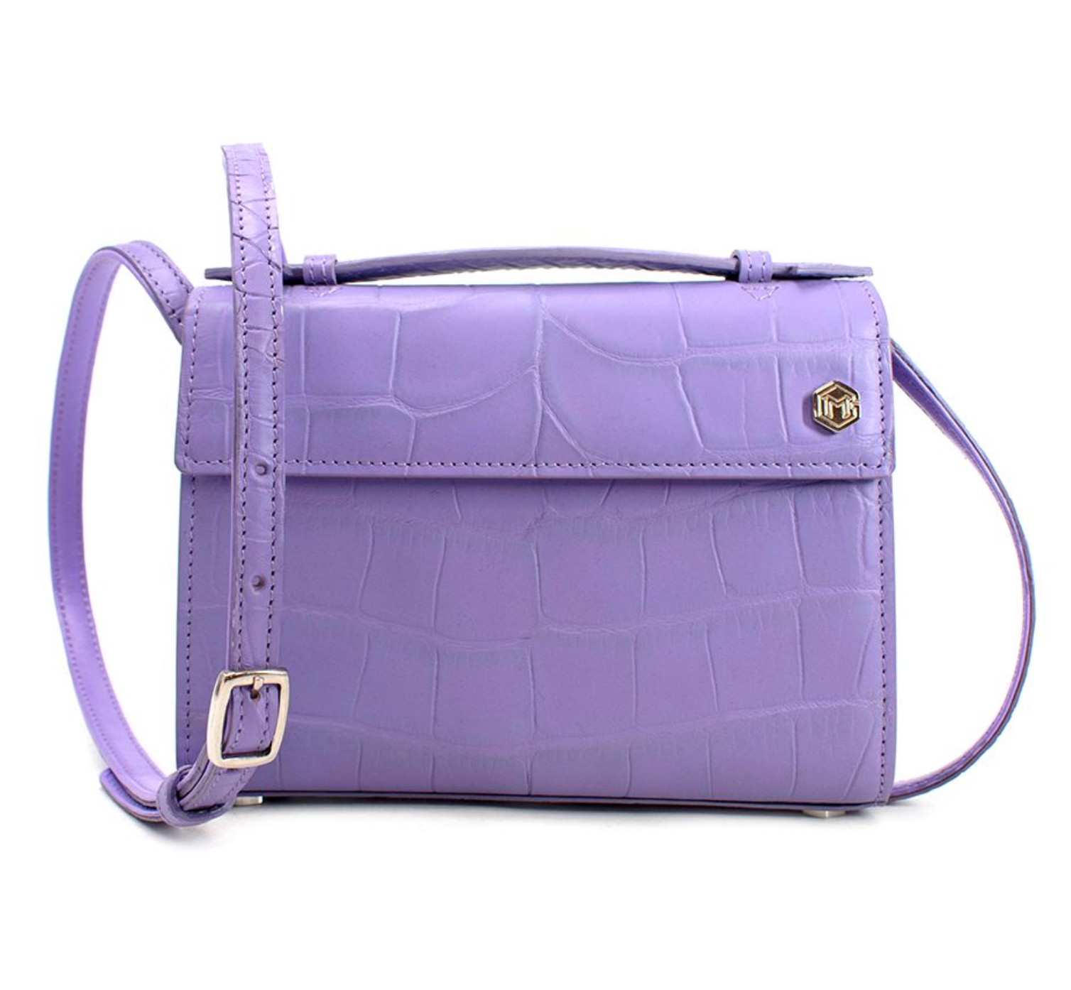 Preowned Marina De Golle Lilac Alligator Mini Crossbody Handbag