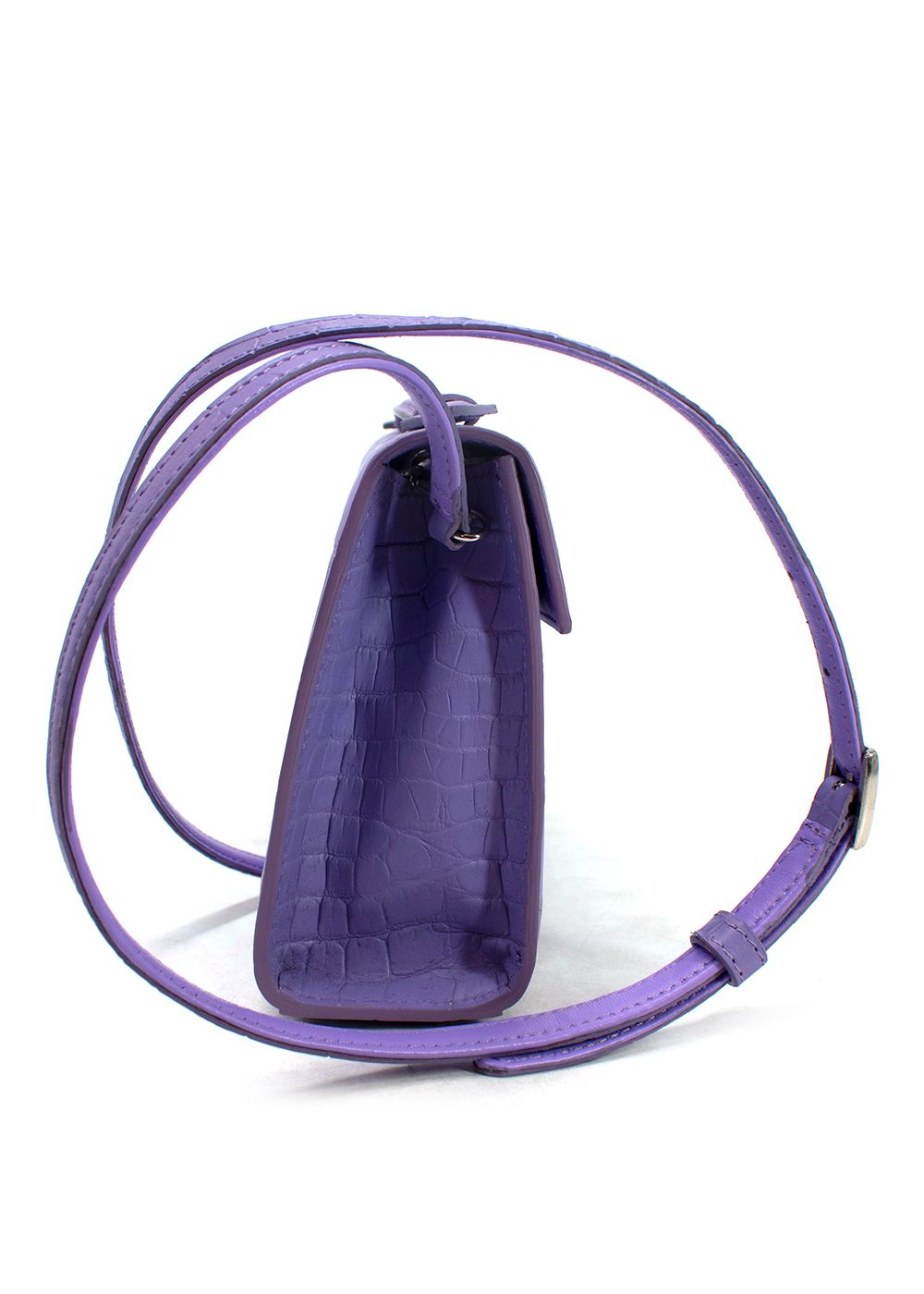 Preowned Marina De Golle Lilac Alligator Mini Crossbody Handbag