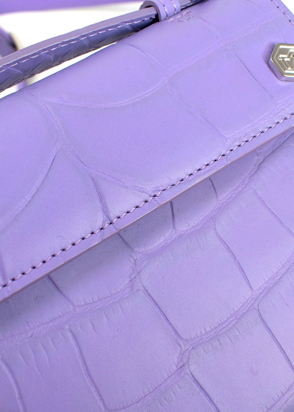 Preowned Marina De Golle Lilac Alligator Mini Crossbody Handbag