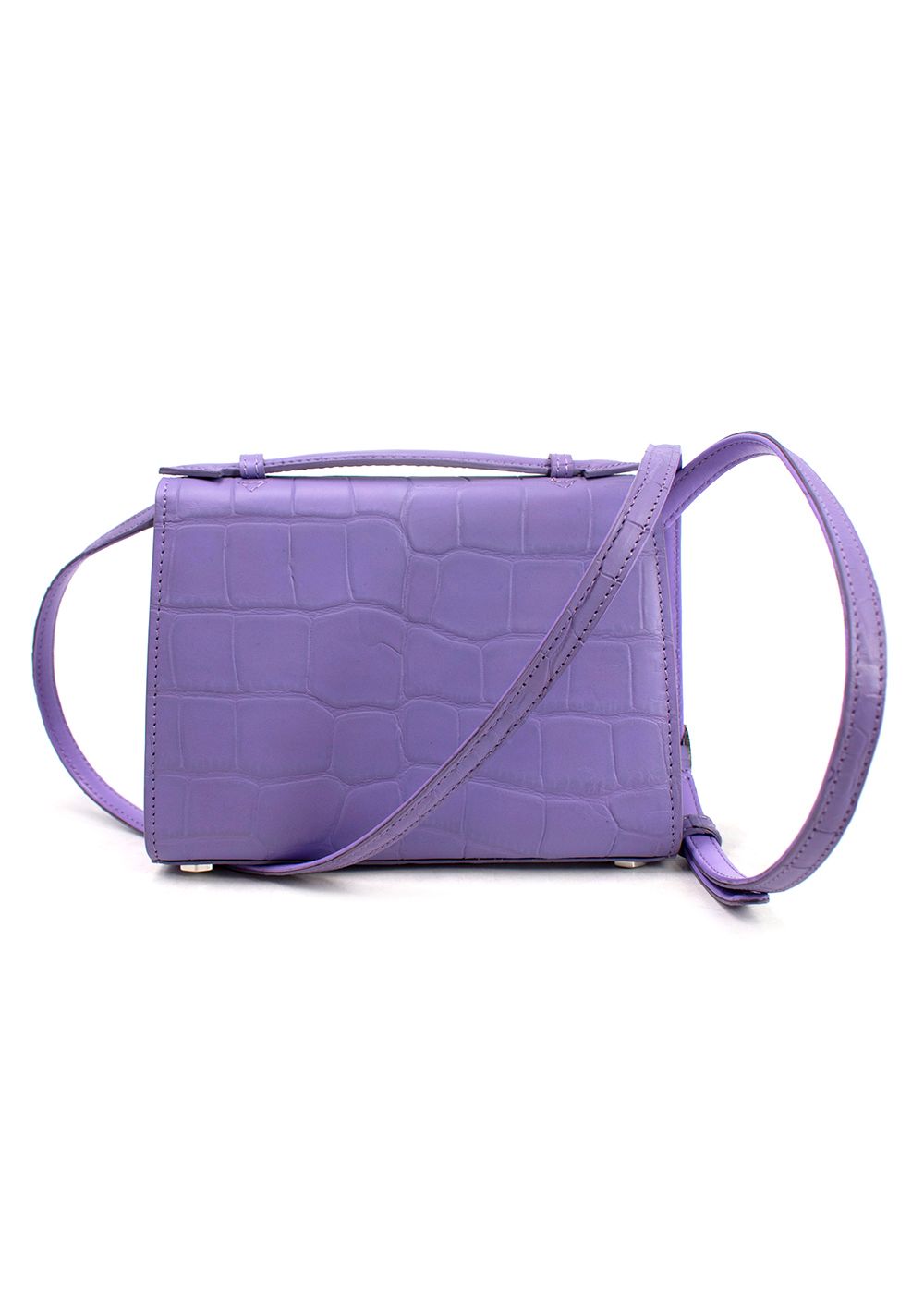 Preowned Marina De Golle Lilac Alligator Mini Crossbody Handbag