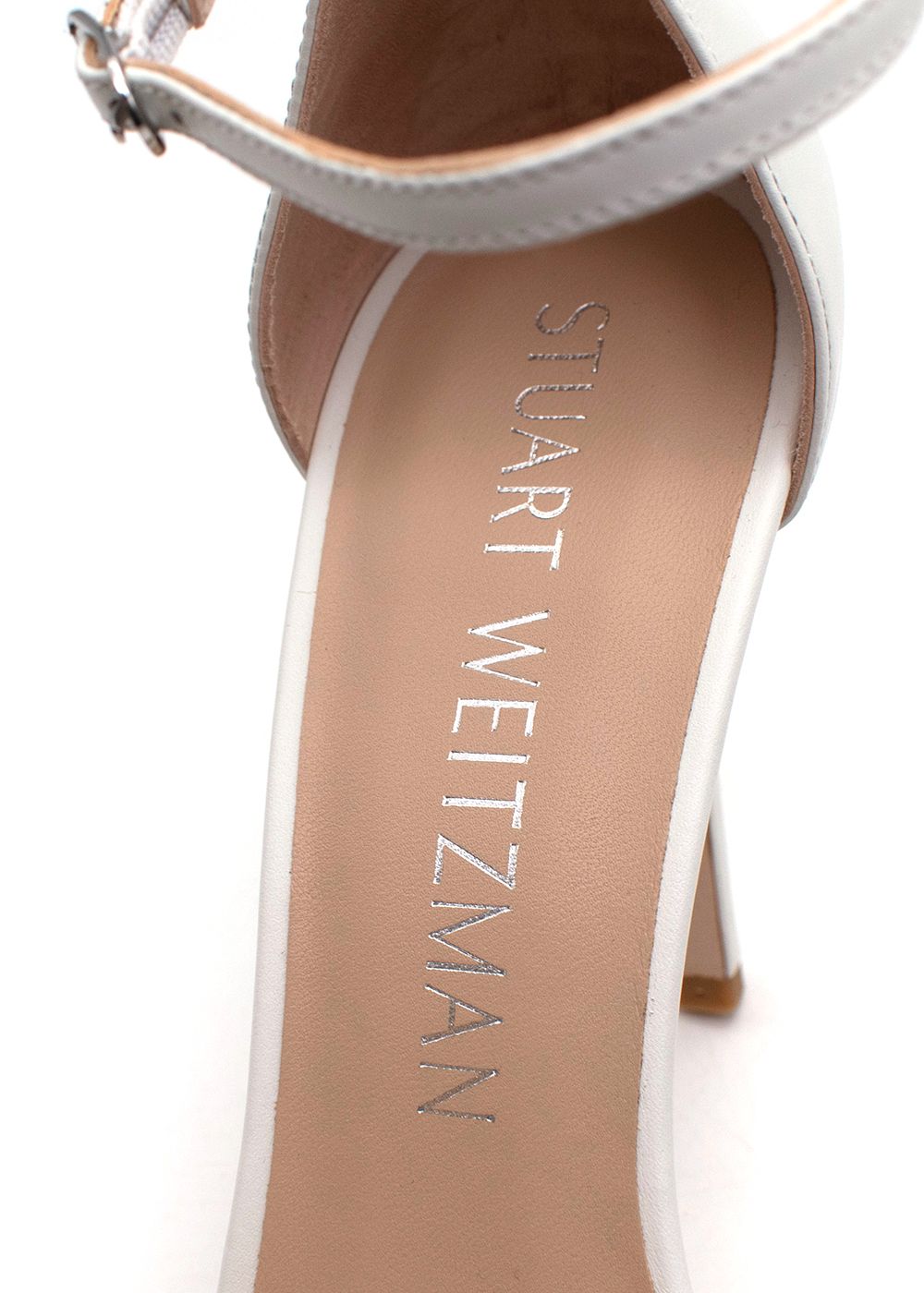 Stuart Weitzman White Smooth Calf NudistSong Sandals Size 41 leather