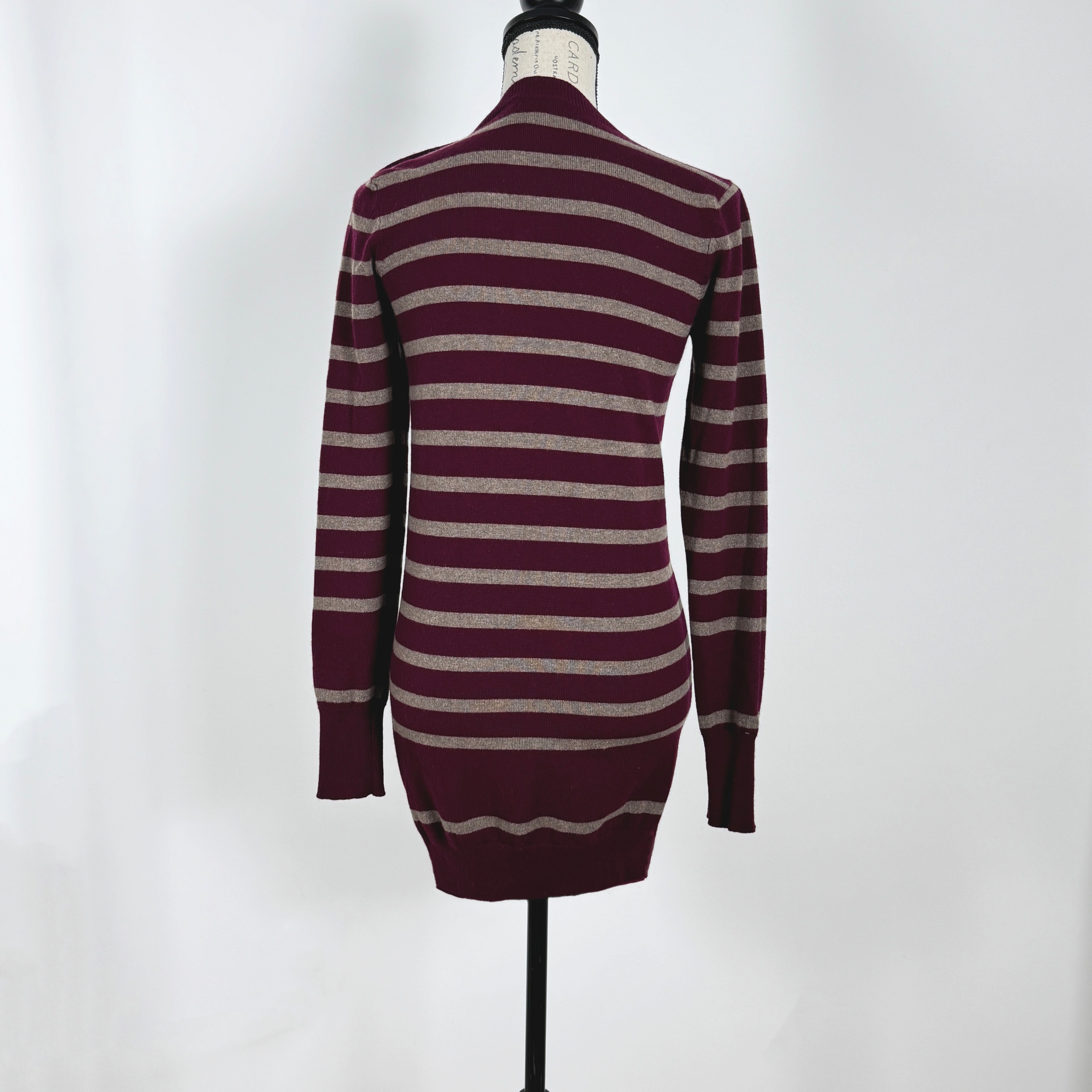 Chanel Burgundy Stiped Cashmere Jumper Size S