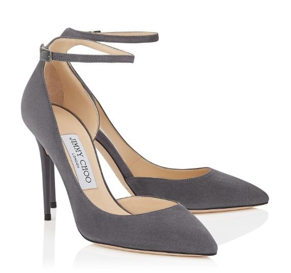 Preowned Jimmy Choo Lucy Grey Suede Half-d'Orsay Suede Pumps Size 38