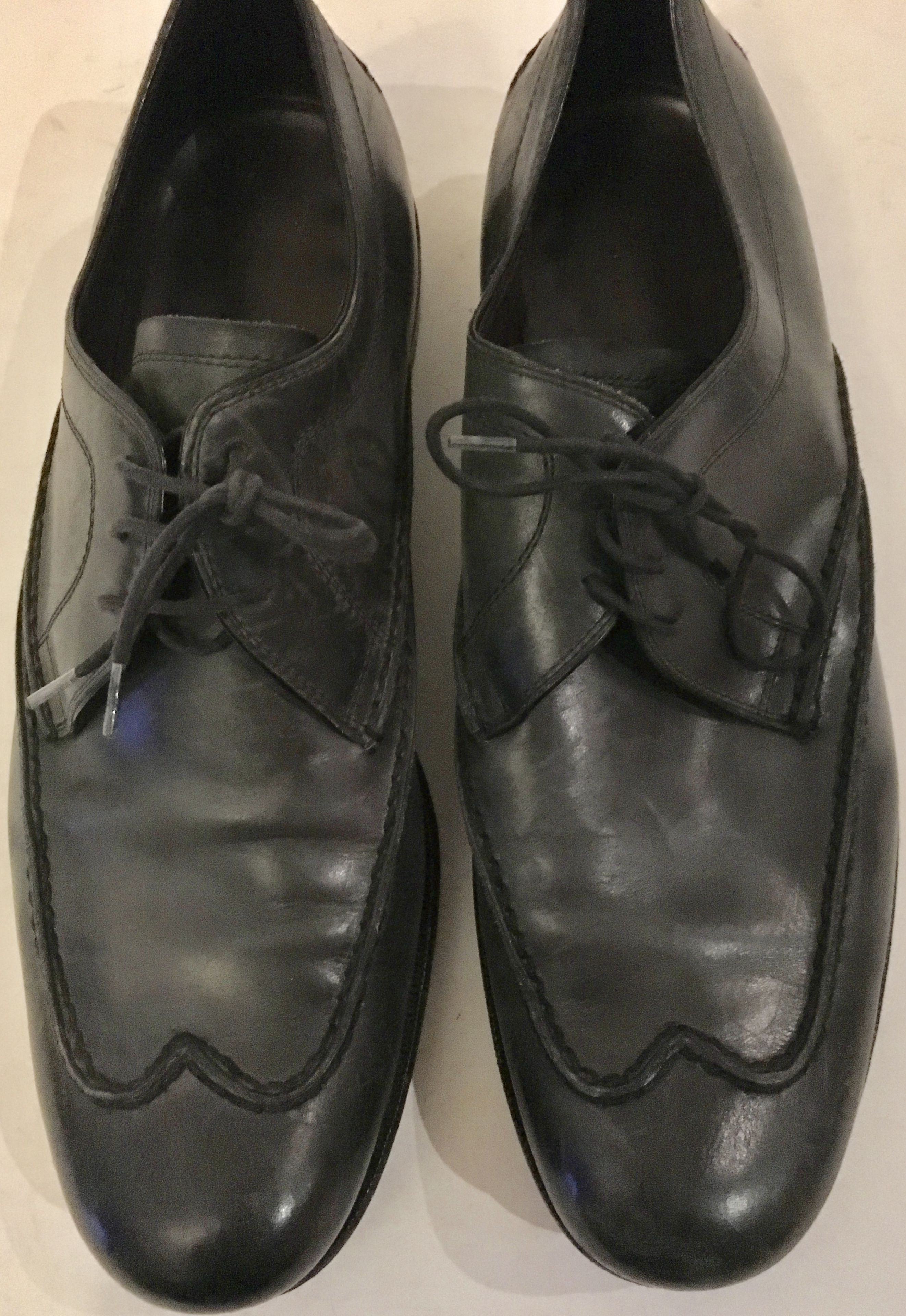 Preowned Bottega Veneta  black mens brogues Size 425 leather