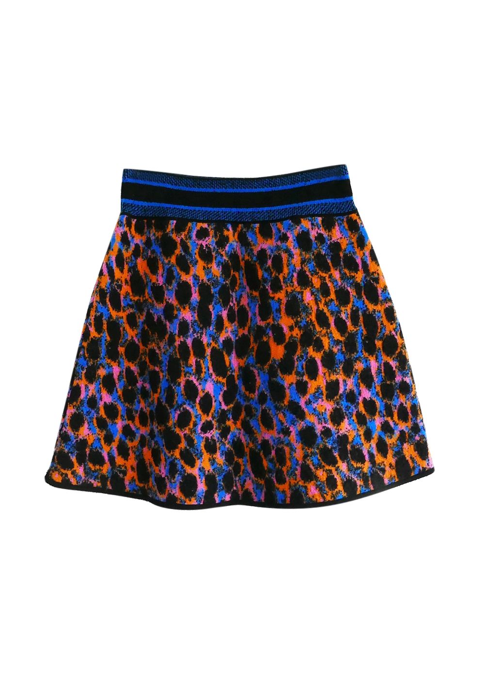 Dior Neon Leopard Printed Felted Wool Mini Skirt Size XS Multi