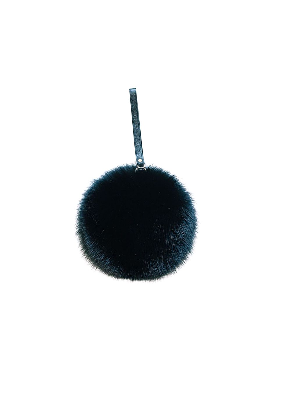 FurbySD black fox fur minaudiere bag