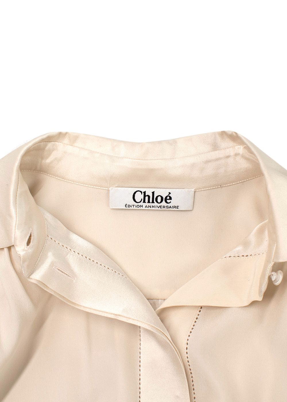 Preowned Chloe Cream Silk Long Sleeve Blouse Size XXS