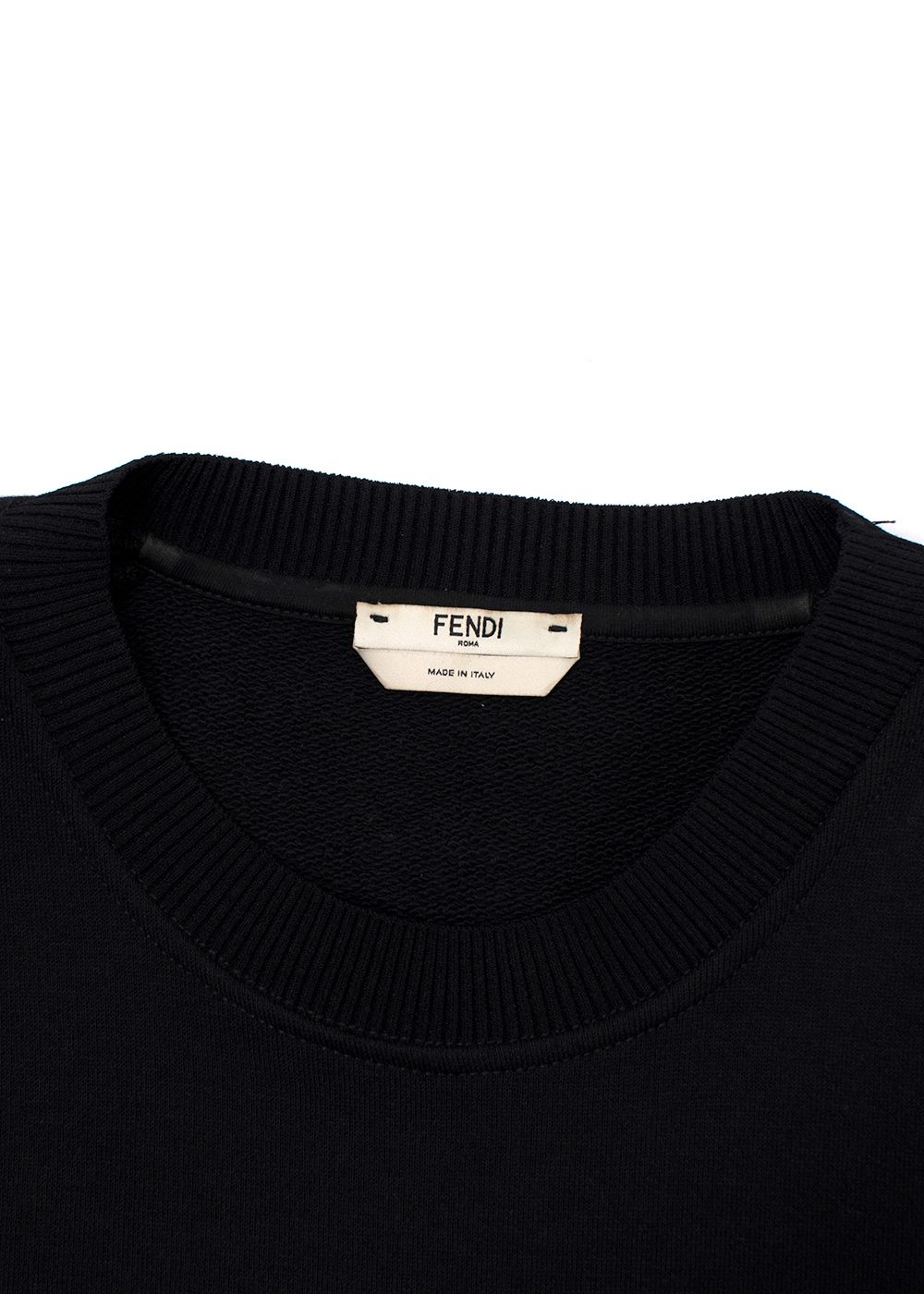 Preowned Fendi Black Embellished Eye Detail T-Shirt Size S black red cotton